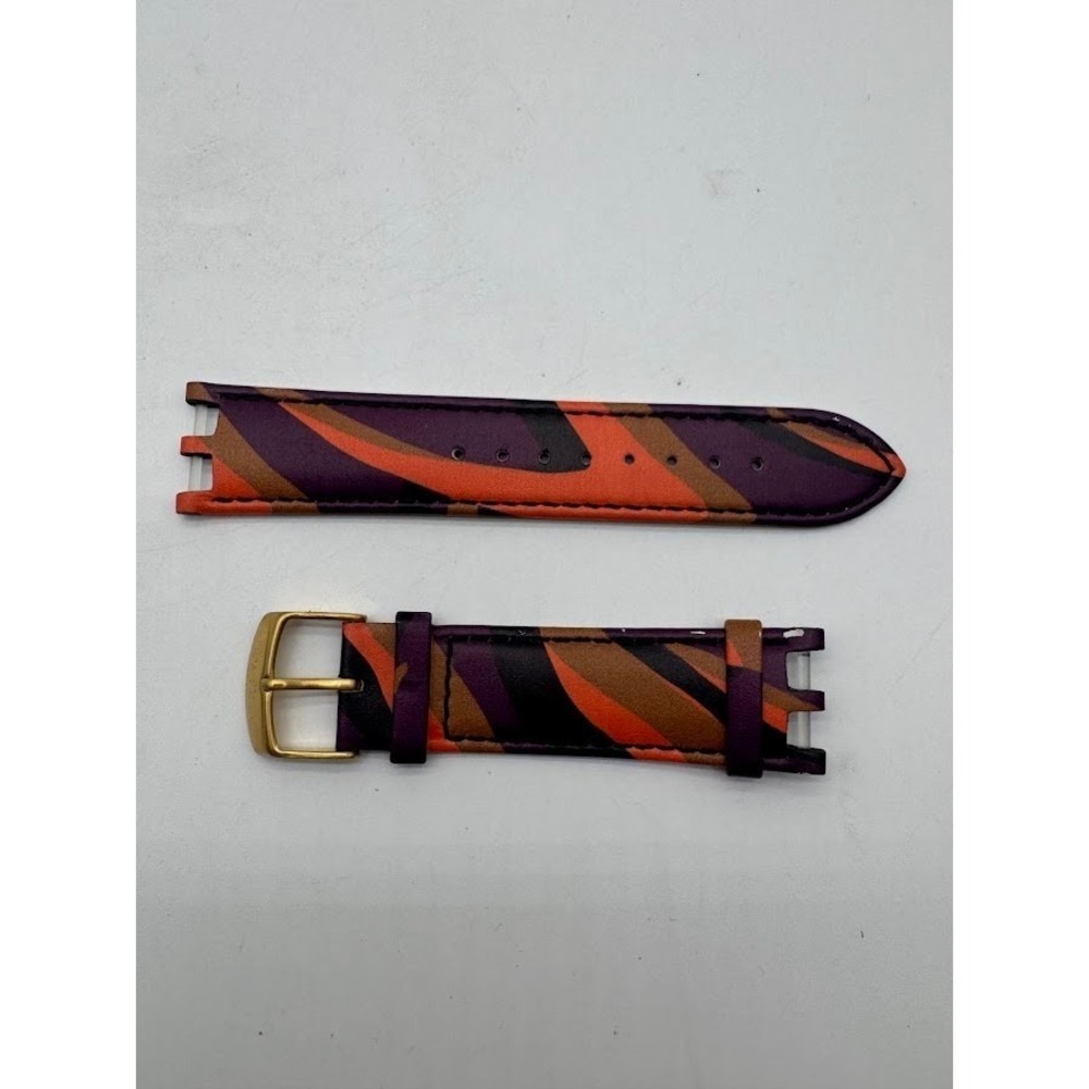 Versace 24mm Genuine Leather Watch Strap Purple Orange Gold‎ Buckle Authentic